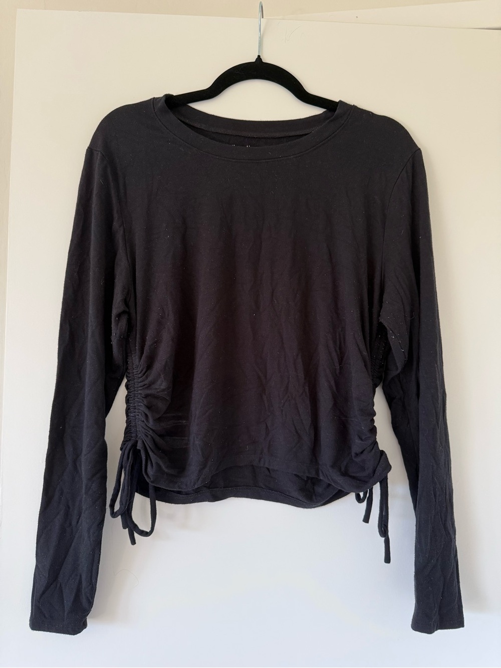 Abercrombie & Fitch Long-Sleeve Black Ruched Side Women's Top
